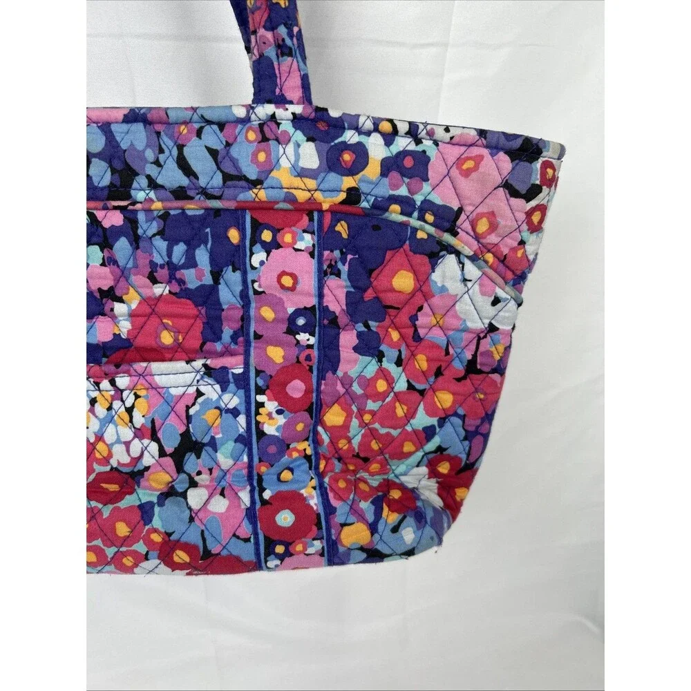 Vera Bradley Quilted Floral Rectangle Tote Impressionista Pink Blue Medium Size
